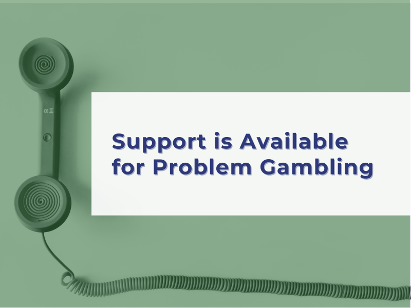 Support is available for Problem Gambling. Image of a landline phone receiver