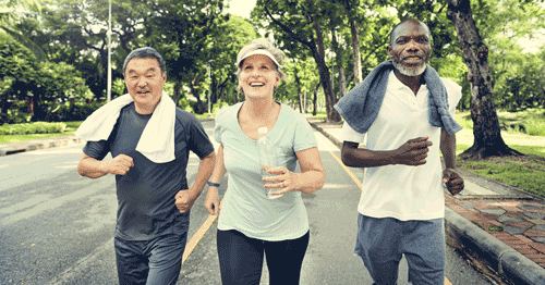 Photo of three older adults walking for exercise