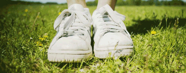 Closeup photo of shoes walking on grass