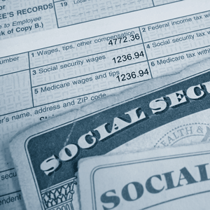 Photo of tax form and Social Security cards