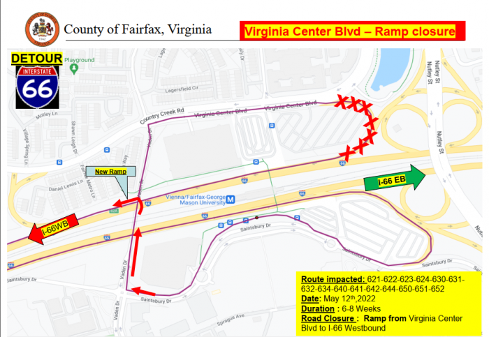 Virginia Center Ramp Closure Connector Detours 