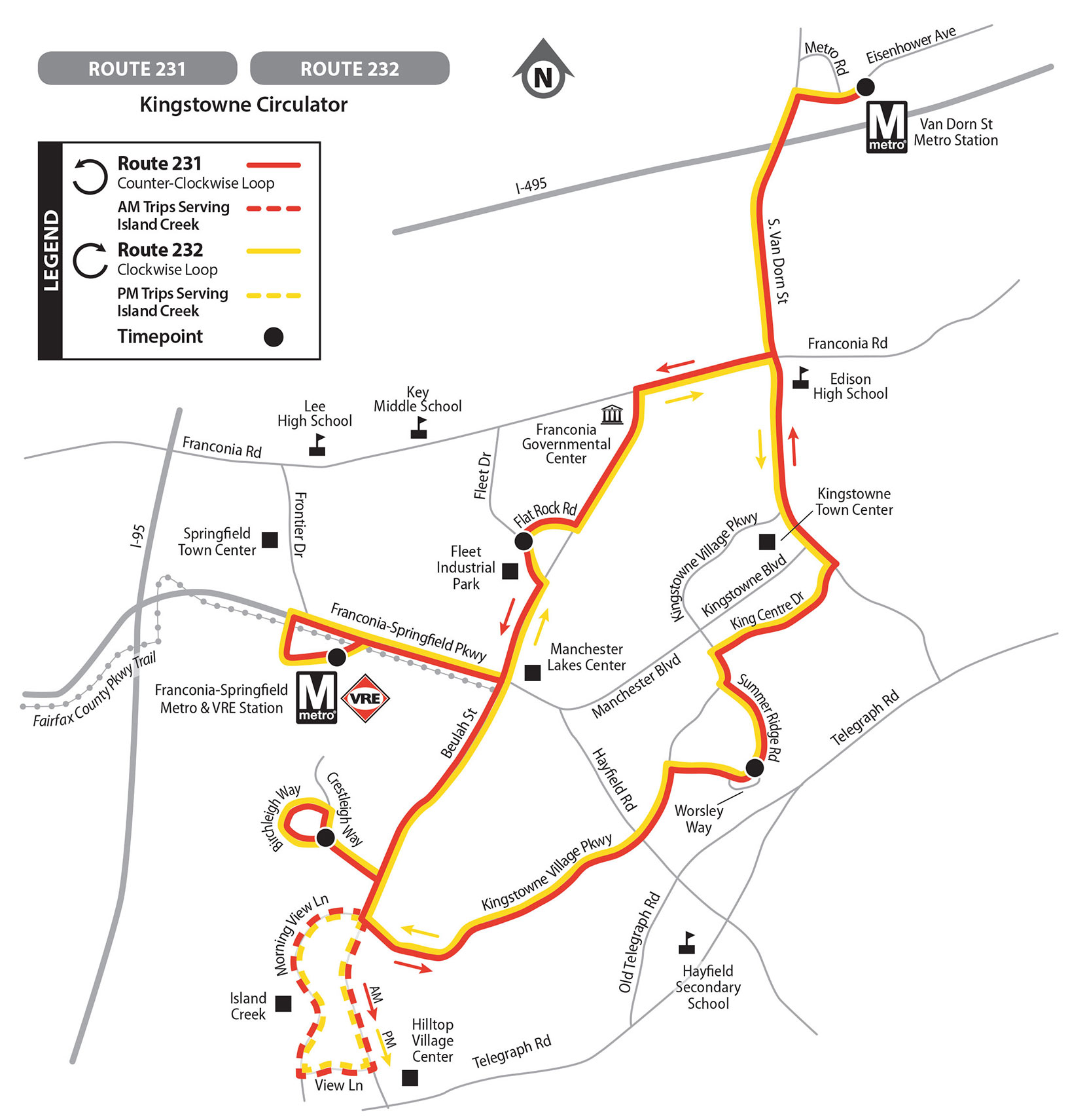 Route 232 bus route map