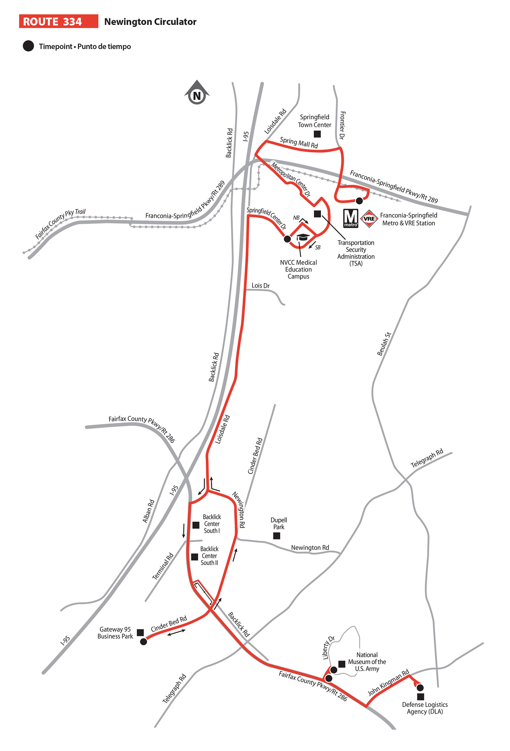 Route 334 bus route map