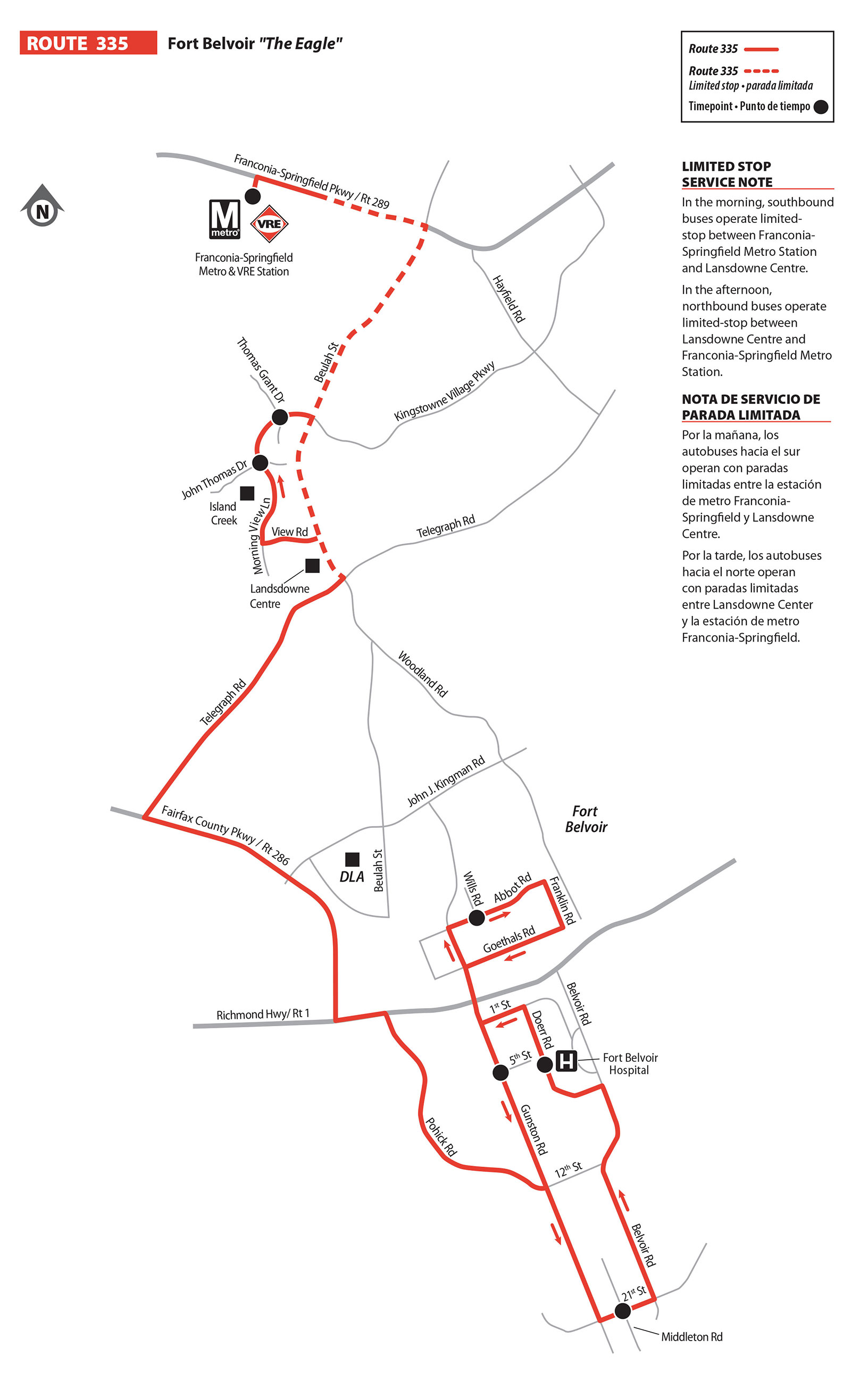 Route 335 bus route map