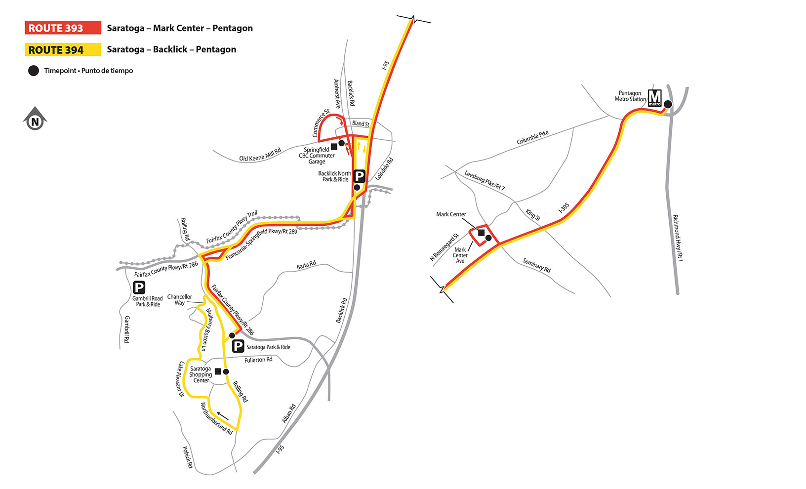 Route 394 bus route map