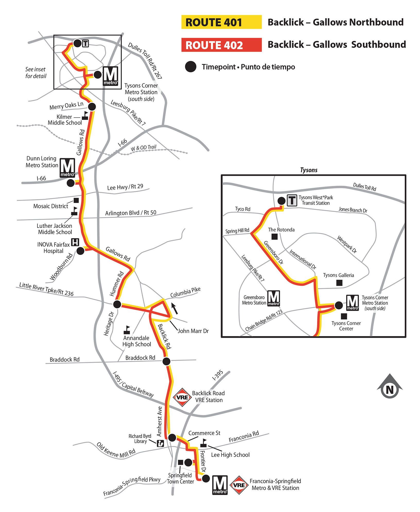 Route 401 bus route map