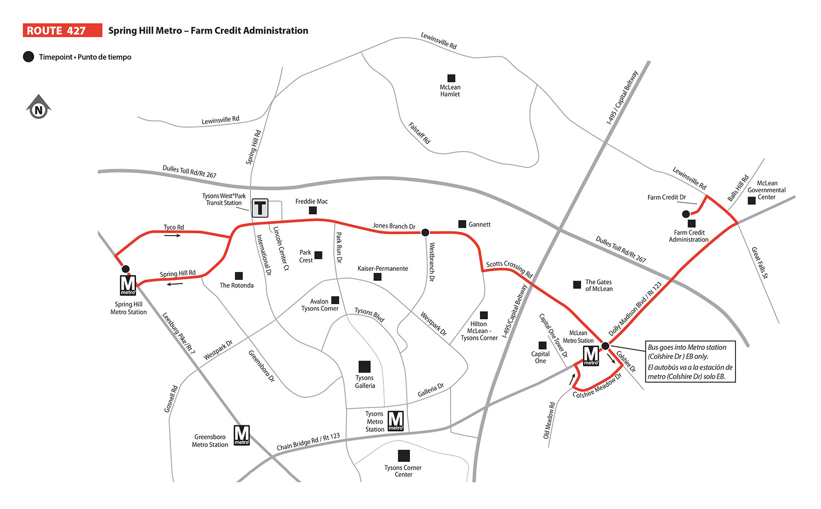 Route 427 bus route map