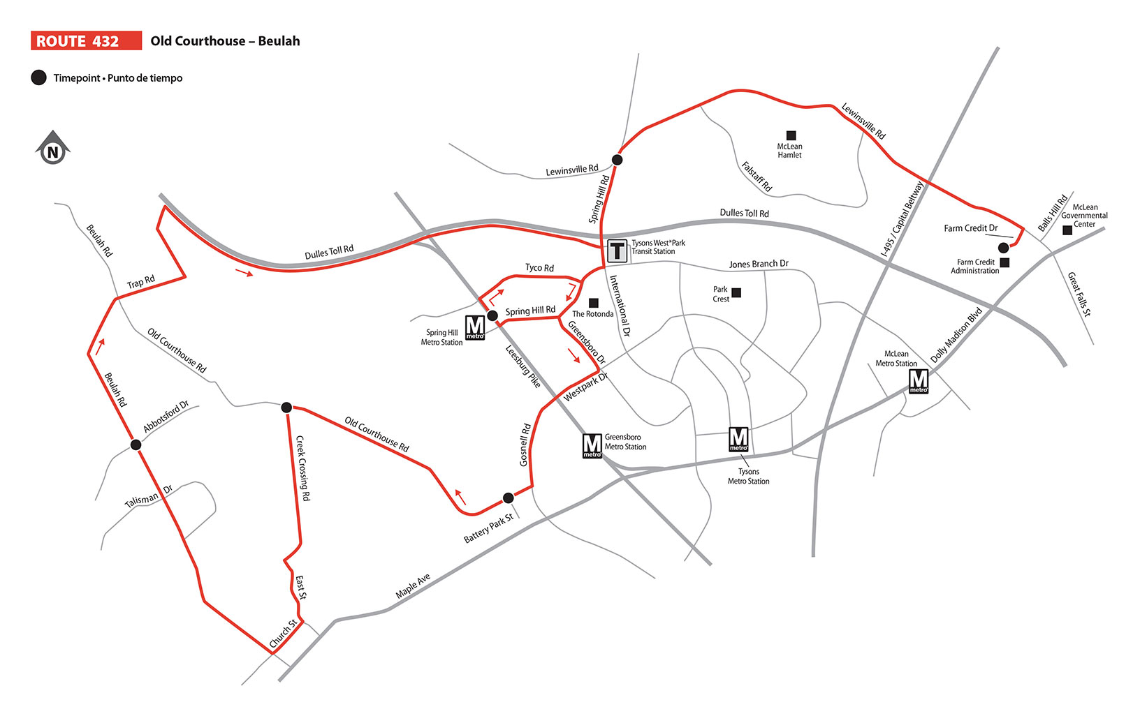 Route 432 bus route map