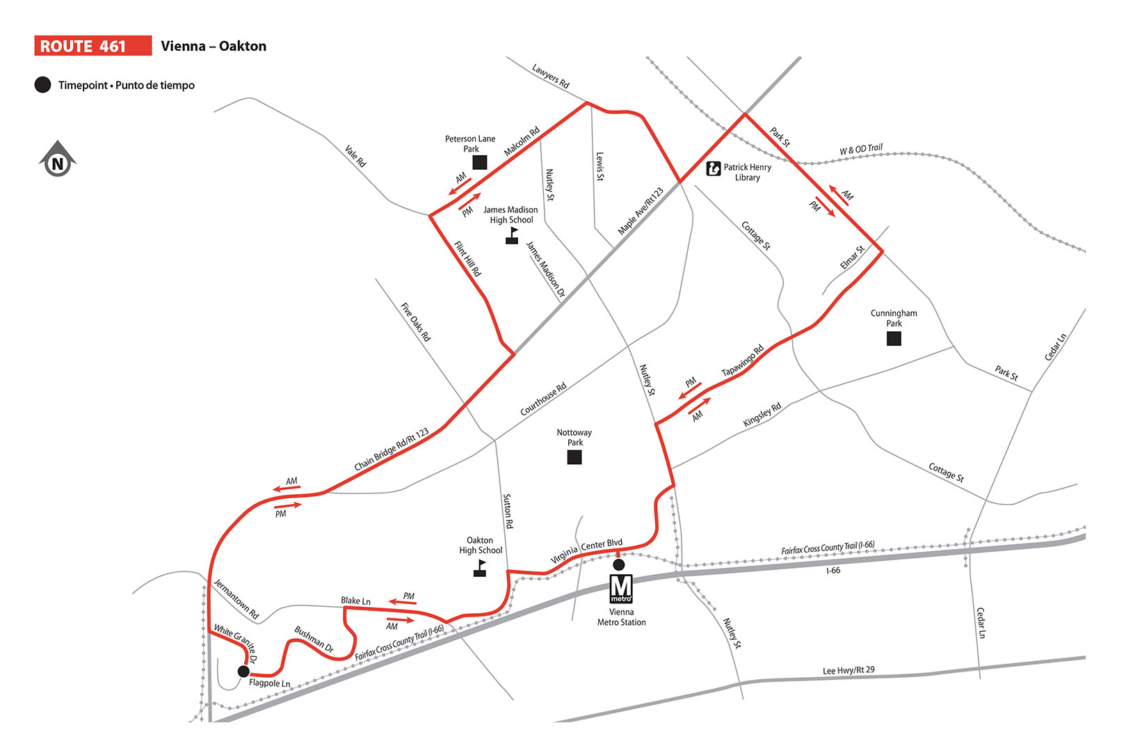 Route 461 bus route map