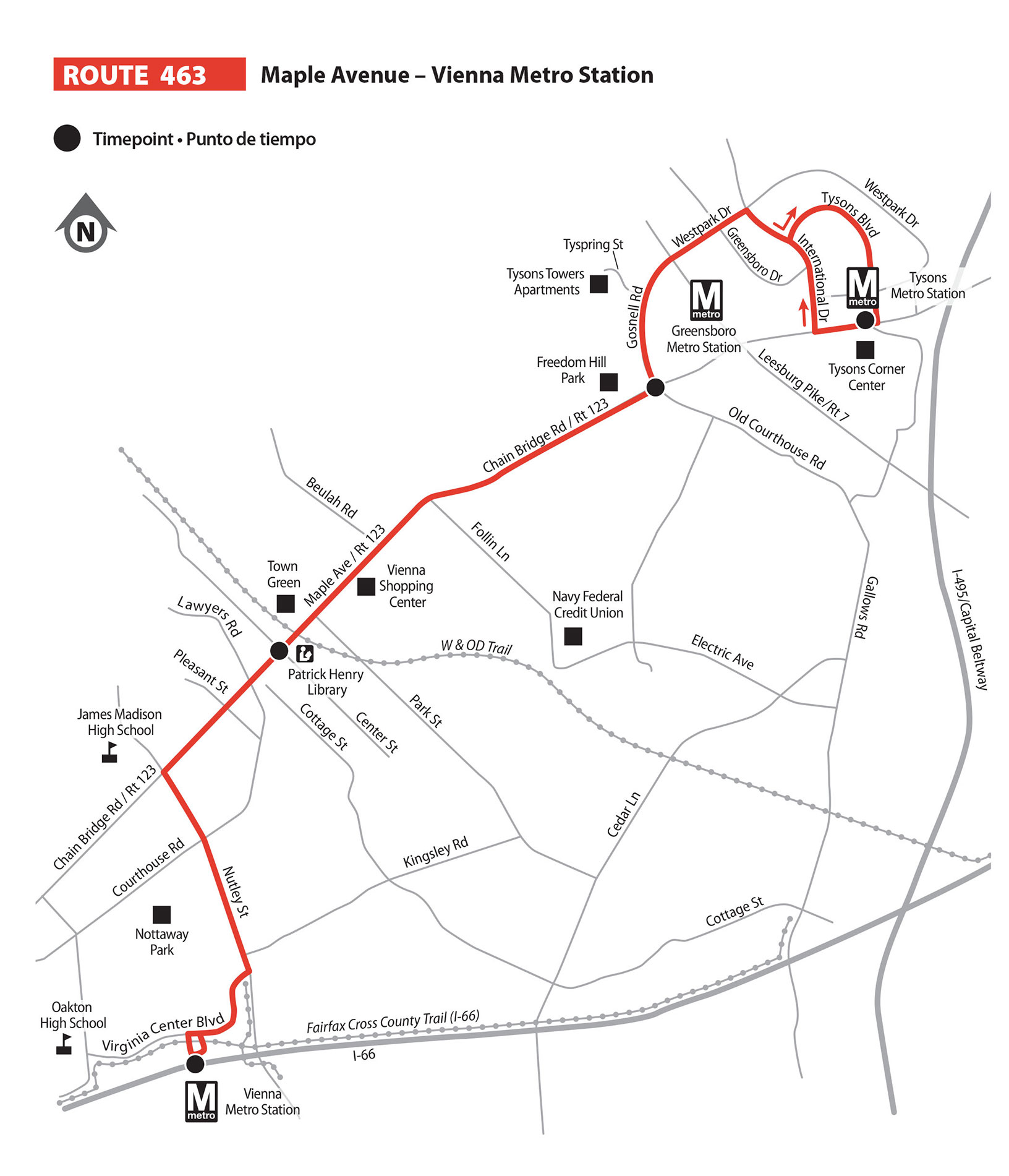 Route 463 bus route map