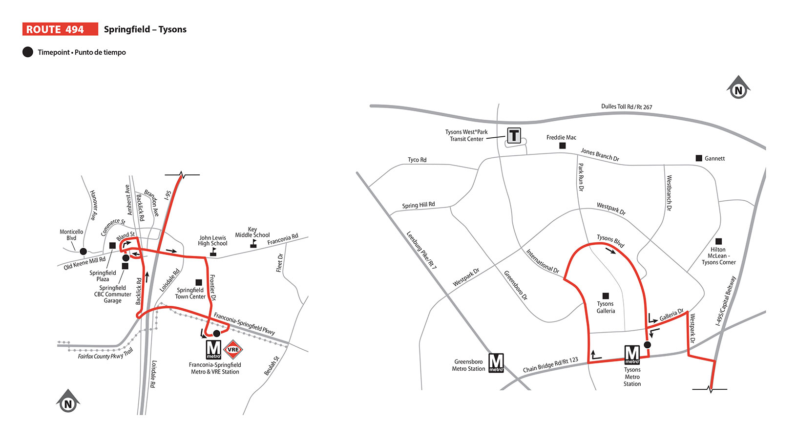 Route 494 bus route map