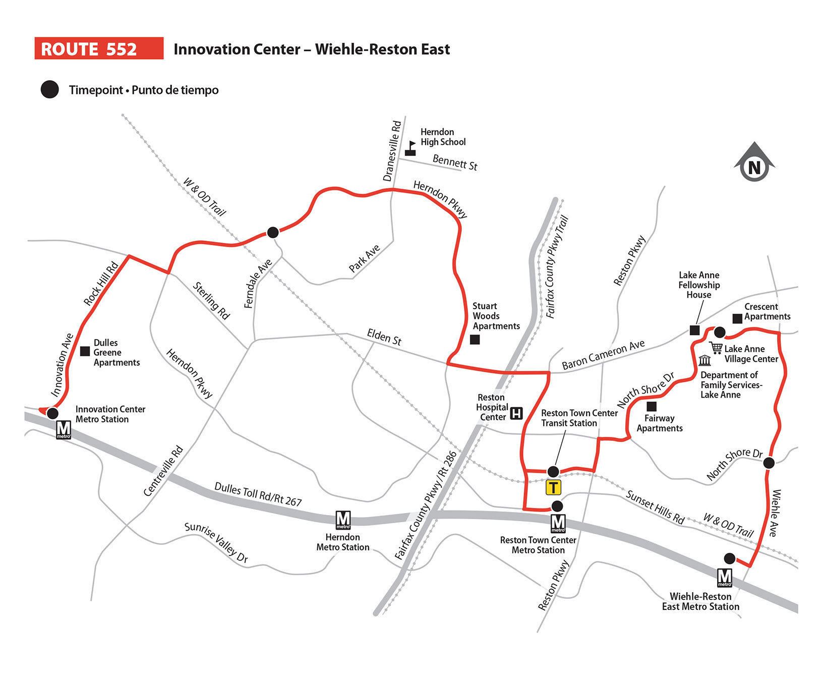 Route 552 bus route map