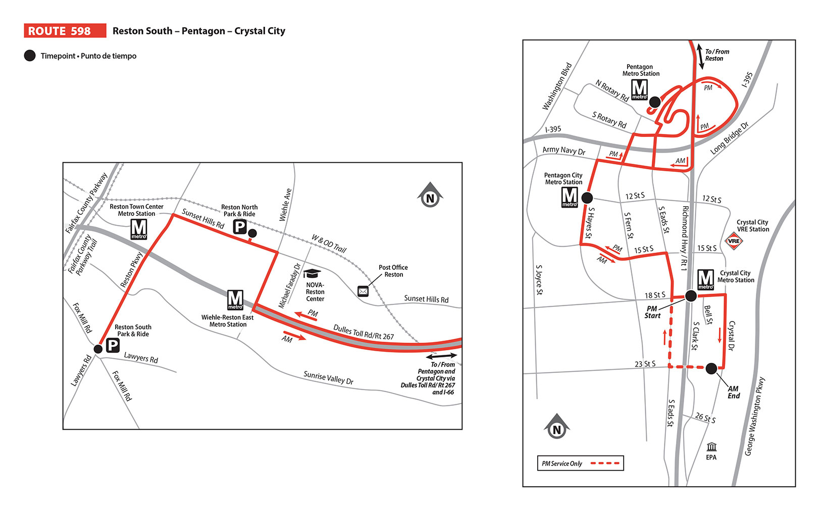Route 598 bus route map