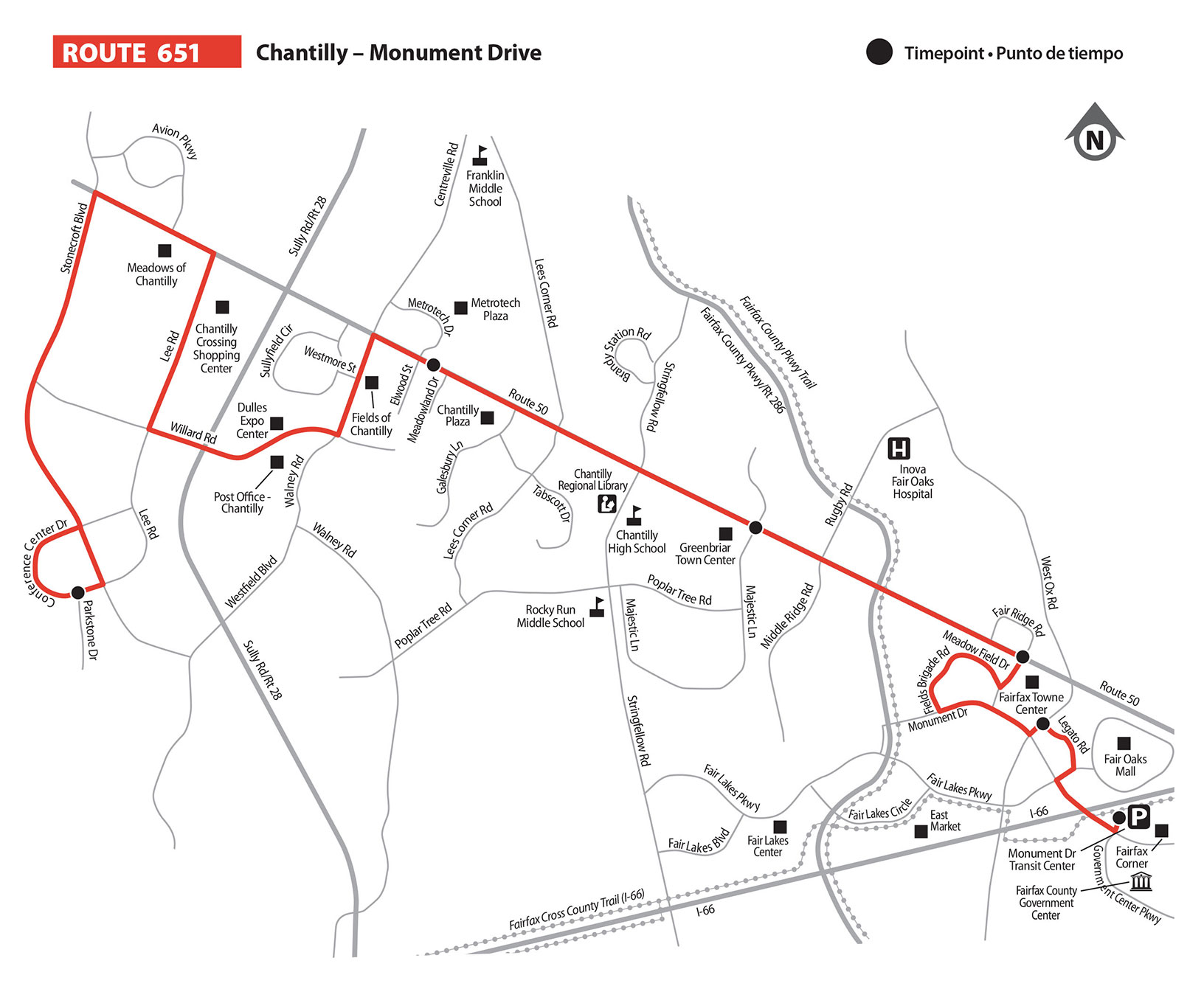 Route 651 bus route map