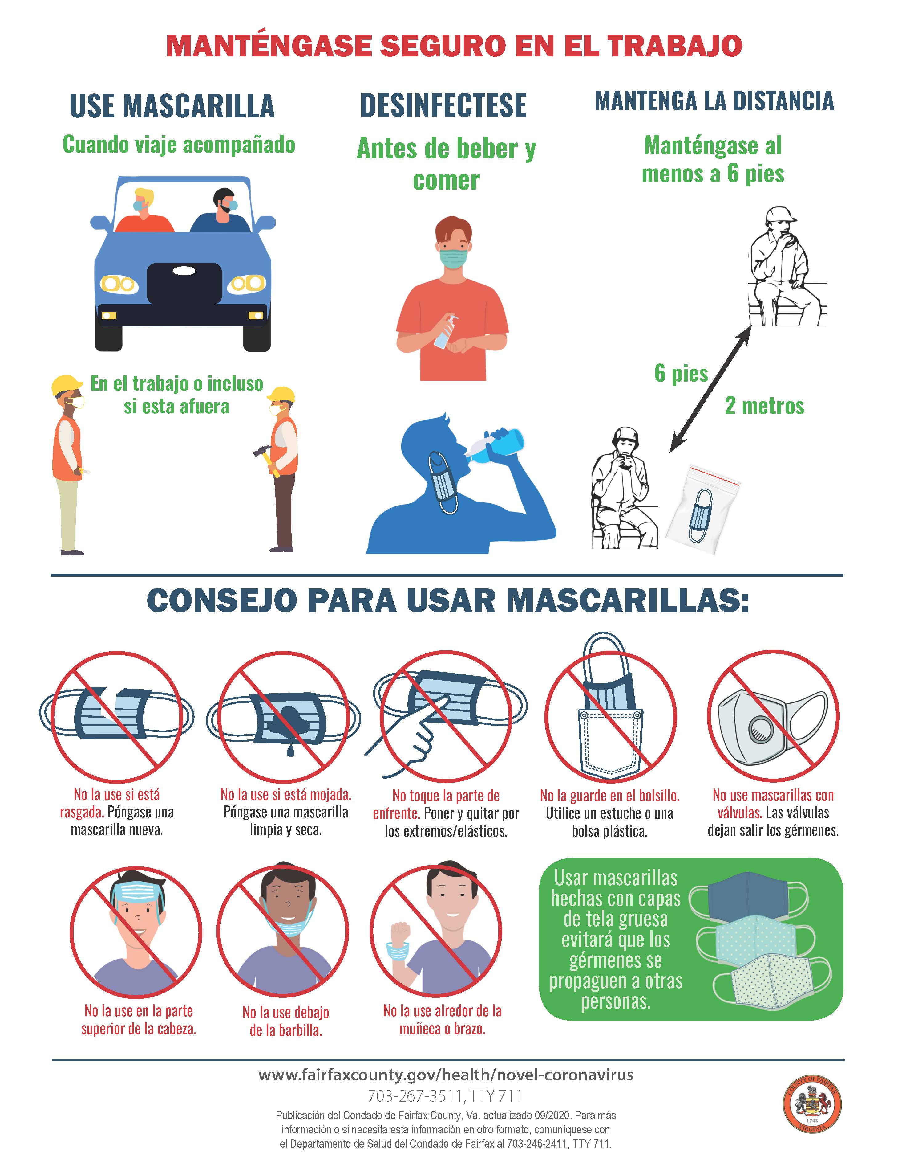 Safe work infographic in Spanish
