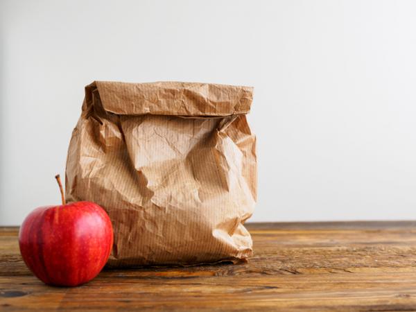 Bagged lunch with apple
