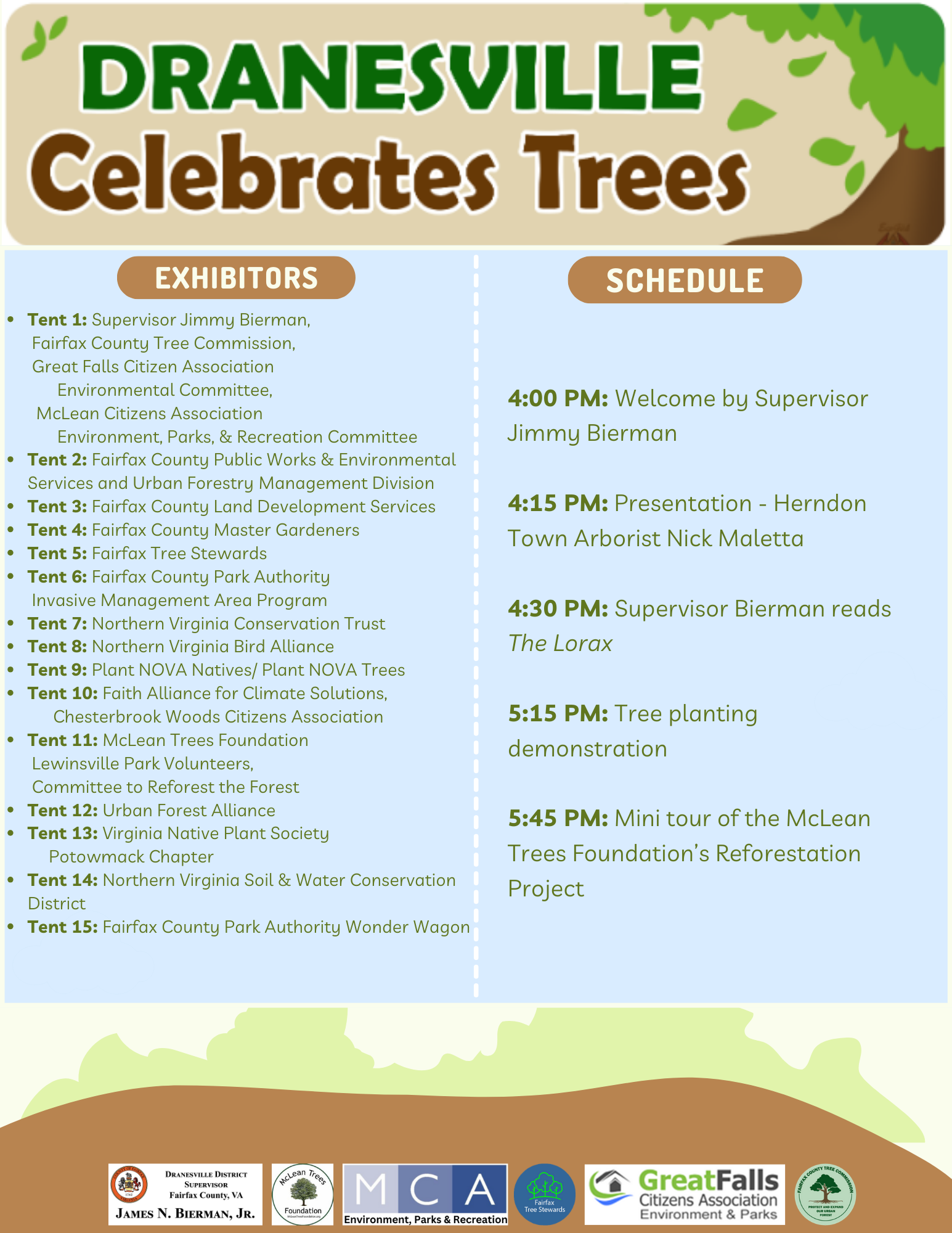Dranesville Celebrates Trees Exhibitors and Schedule
