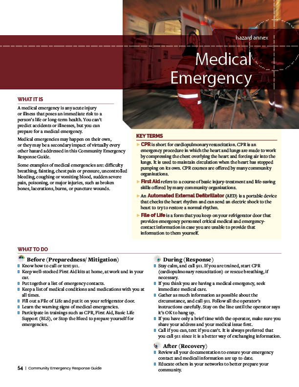 Medical Emergency Hazard Annex