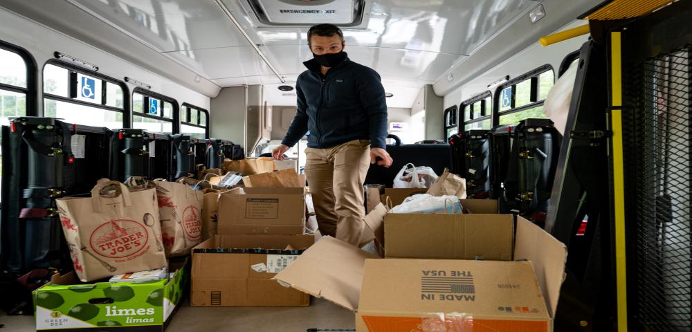 Supervisor Walkinshaw providing support to a stuff the bus event