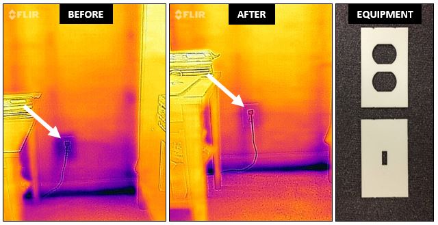 Leaky Outlet Before and After Thermal Image.JPG