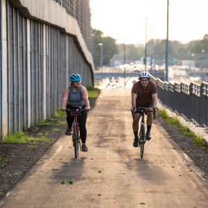 two people biking on I66 trail
