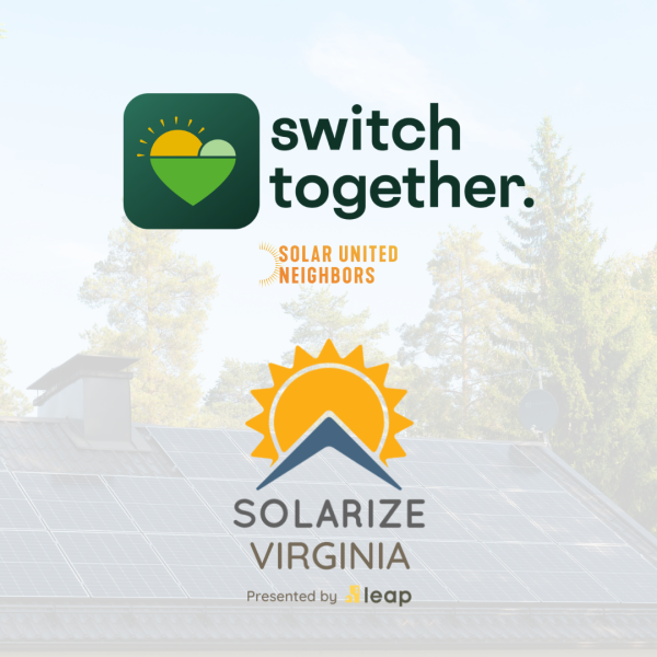 photo of solar panels on a house with two logos of solar programs overlaid