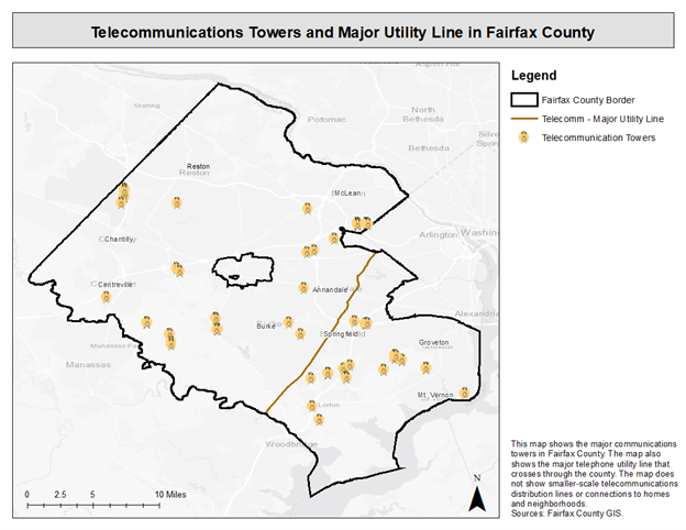 telecommunications towers and major utility line in fairfax county
