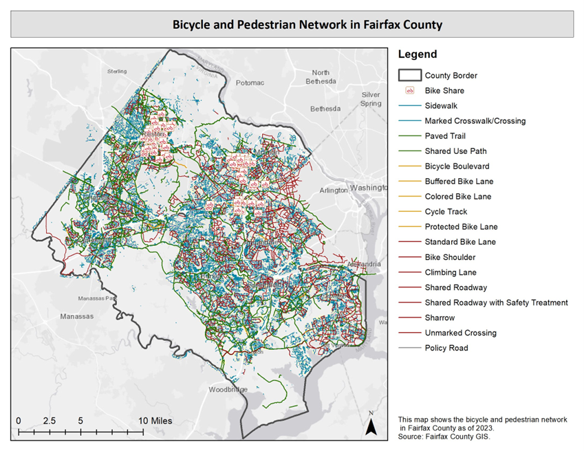 bicycle and pedestrian network in fairfax county