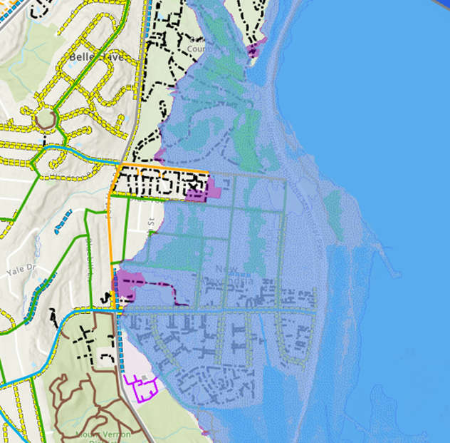 map showing flooding risk in alexandria