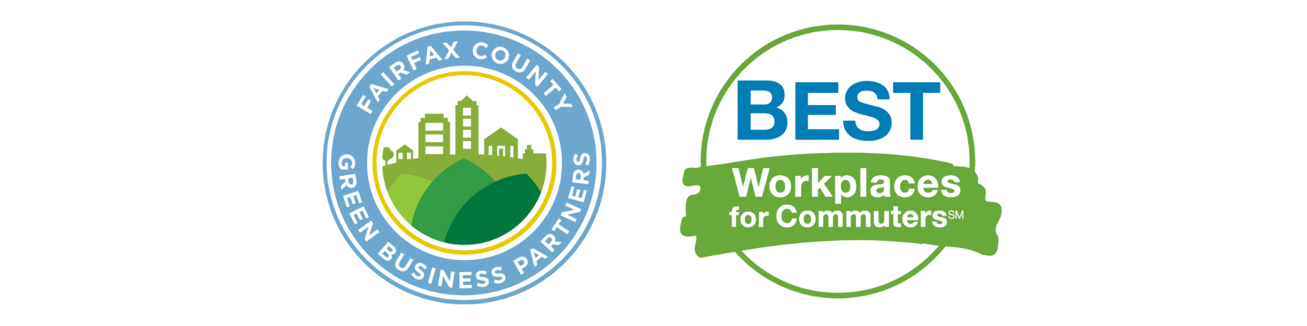 green business partners and best workplace for commuters logos side by side