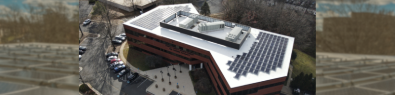Aerial view of roof of Pender Office Building