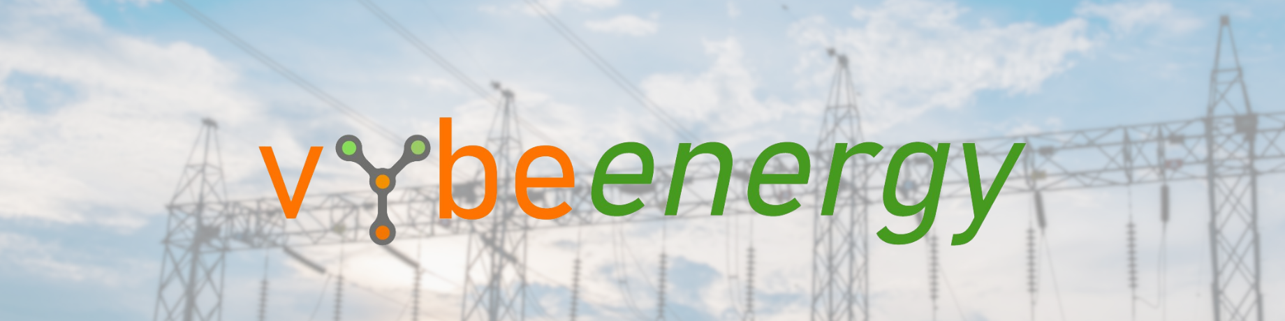vybe energy logo with utility lines in the background