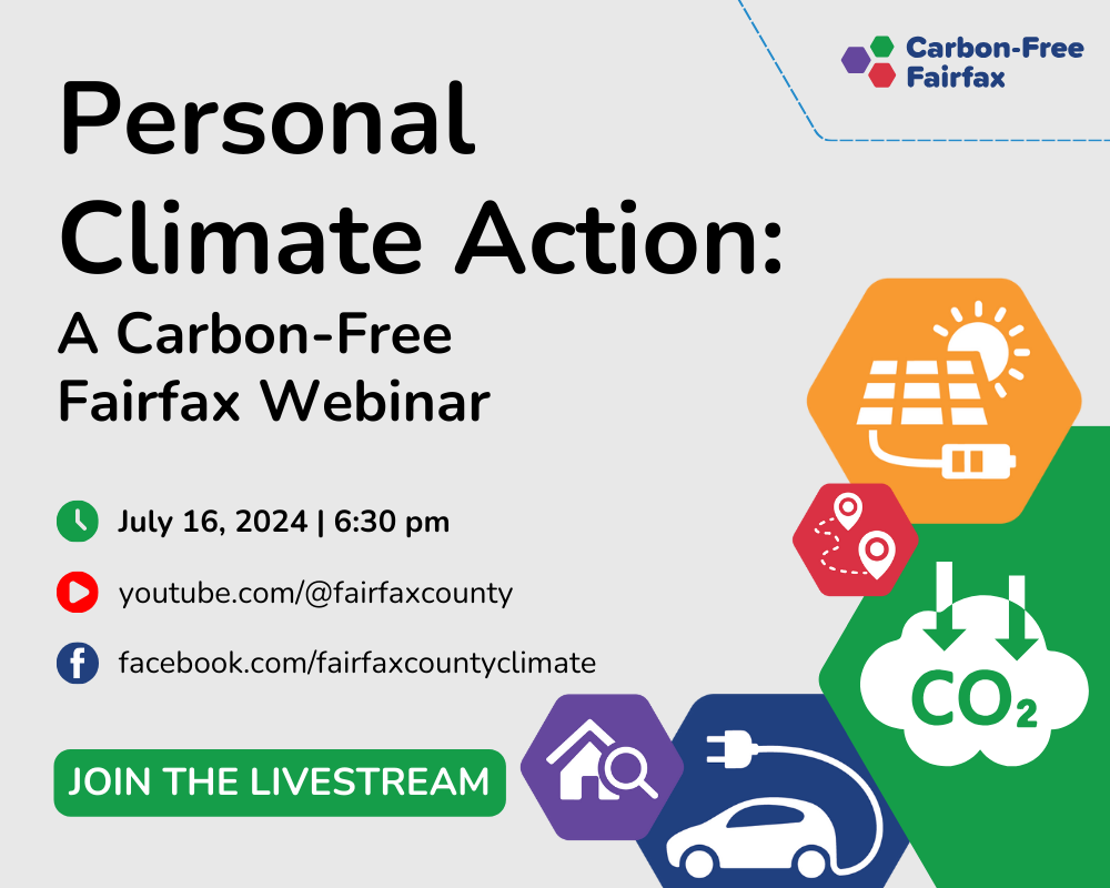 webinar promo graphic including colorful hexagons with climate action icons