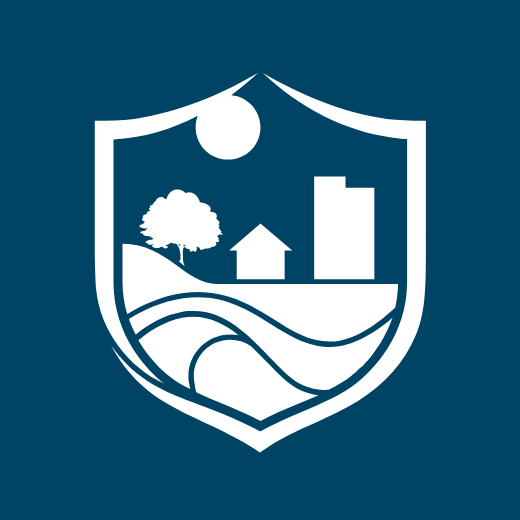 white version of Resilient Fairfax logo on dark blue background