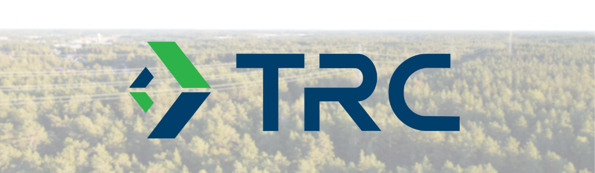 Logomark for TRC with trees in the background
