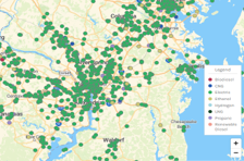screenshot of map showing alt fuel stations in the DMV area