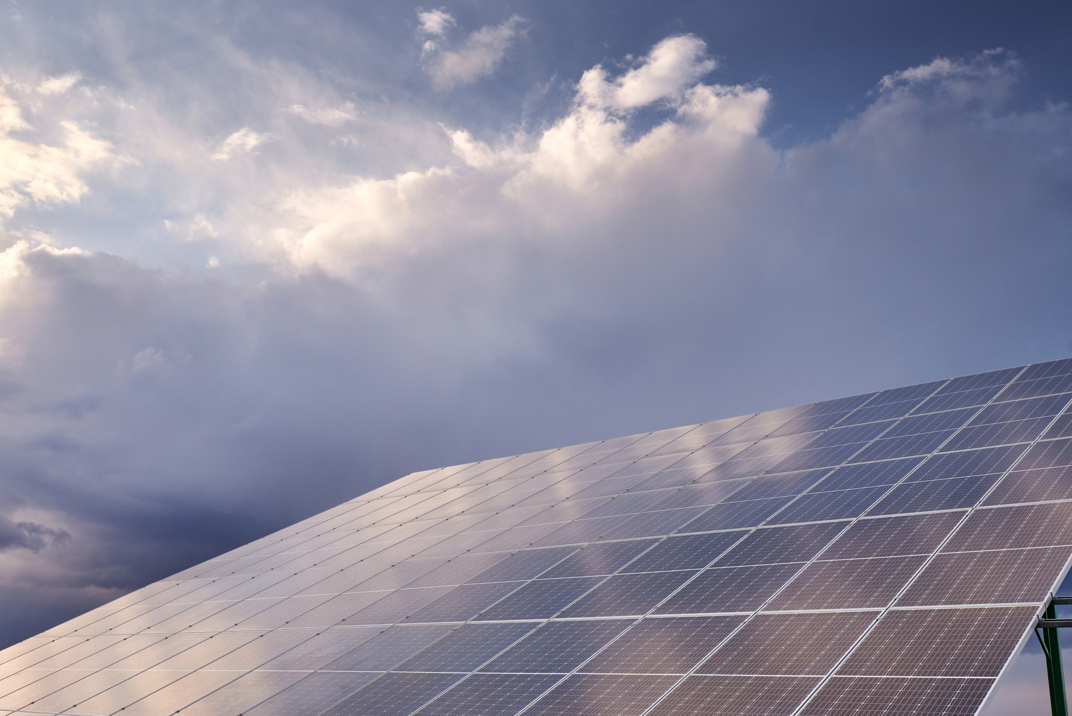 solar panels on a cloudy day