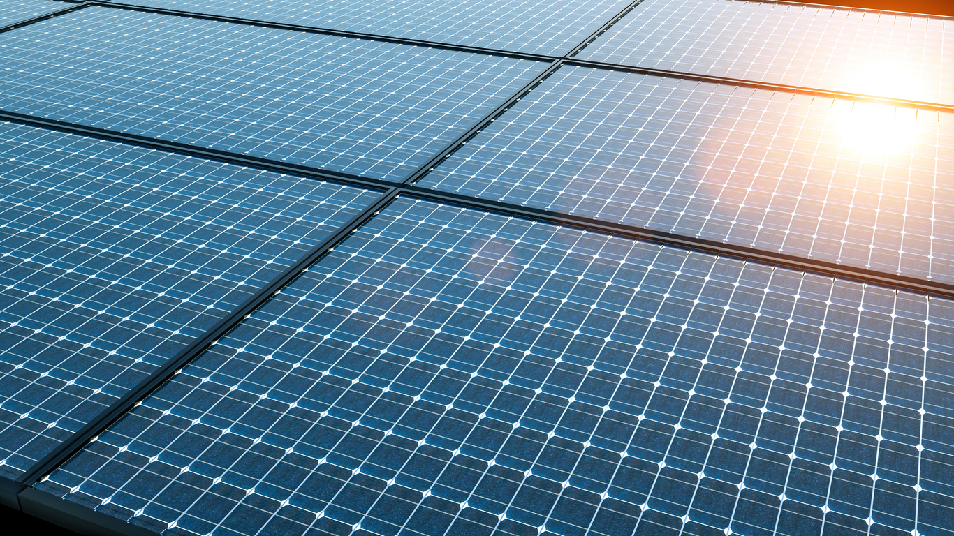 closeup of solar panels