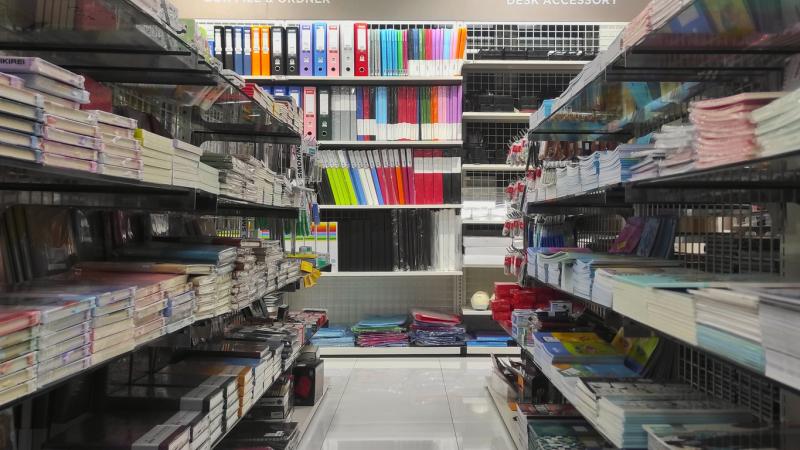 photo of an aisle in an office supply store