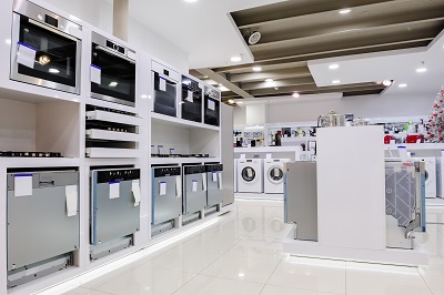 Appliances for sale in a large store