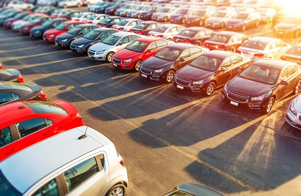 Cars on a dealership lot
