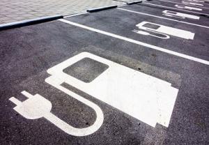 Image of parking spaces reserved for electric vehicles.