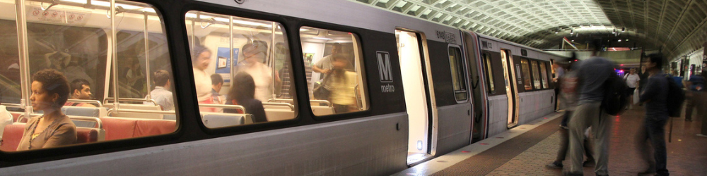  People board subway train in washington dc