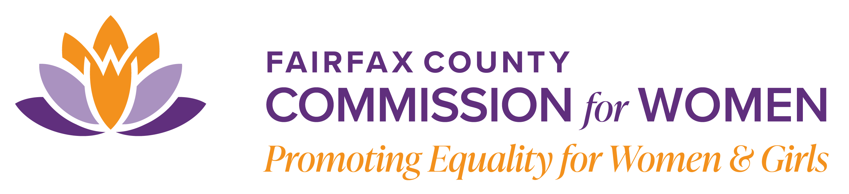 Fairfax County Commission for Women banner graphic; Promoting Equality for Women and Girls