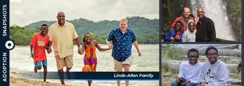 Adoption Snapshots Lindo-Allen family collage graphic
