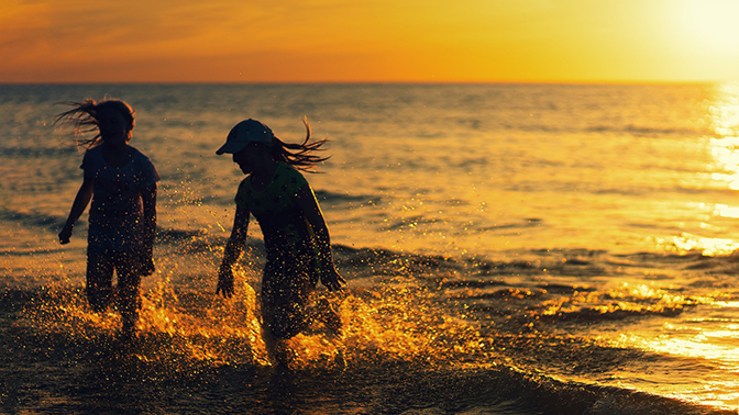 children playing in water