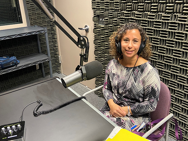 County Conversatio podcast studio and Natalie Sposato