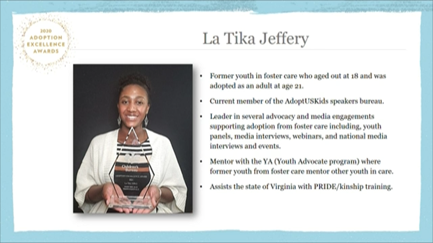 La Tika Jeffery award presentation screenshot