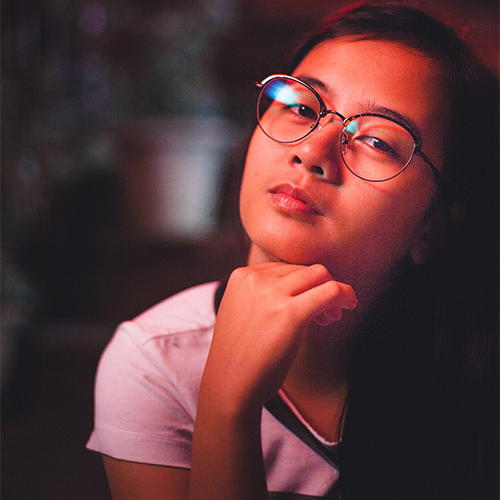 Filipina teenager with red filter