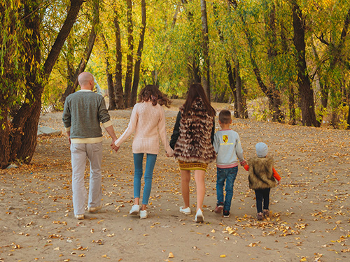 family walking outdoors